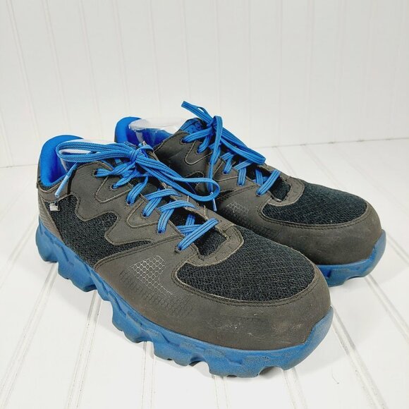 Timberland PRO Powertrain Alloy Toe ESD Work Black Blue Athletic Sneakers A927 - Picture 4 of 11